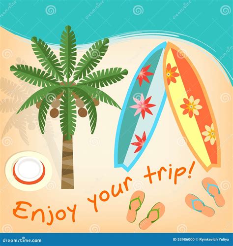 Enjoy your trip stock vector. Illustration of surfboard - 53986000