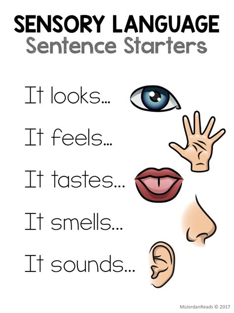 Sensory Language Sentence Starters - MsJordanReads