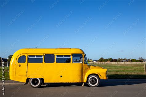 Restored retro yellow school bus Stock Photo | Adobe Stock