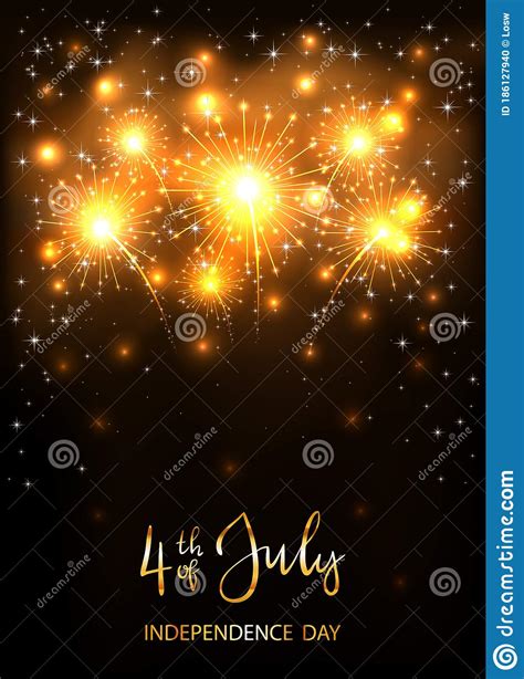 Independence Day Background with Golden Fireworks Stock Vector ...