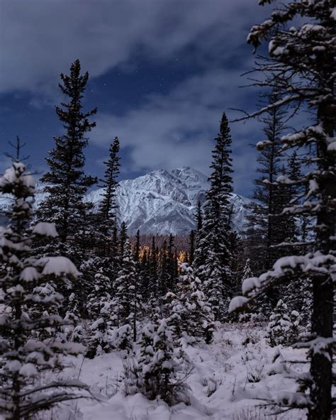 Jasper National Park Dark Sky Preserve: Mountains under Moonlight Photo ...