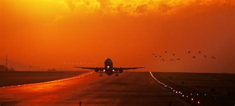 1600x900 resolution | plane landing on sunset HD wallpaper | Wallpaper ...