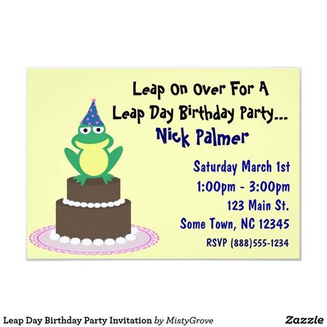 Leap Day Birthday Party Invitation | Zazzle | Birthday party ...