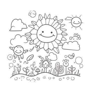 Sunny Day Outline PNG Transparent Images Free Download | Vector Files ...