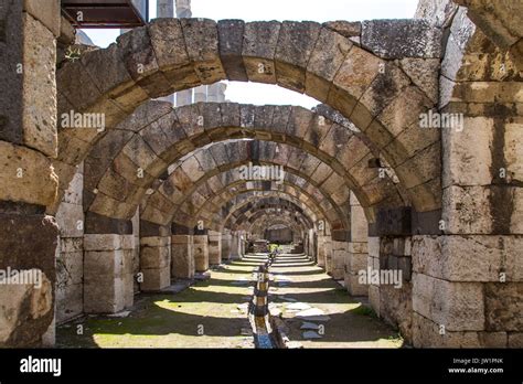 Ruins and historical place in agora of Smyrna ancient city in Izmir ...