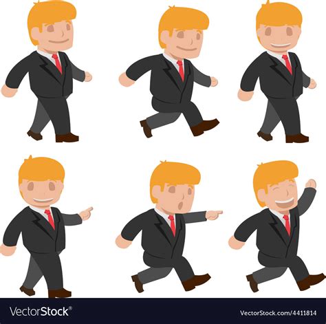 Man run walk funny cartoon set Royalty Free Vector Image