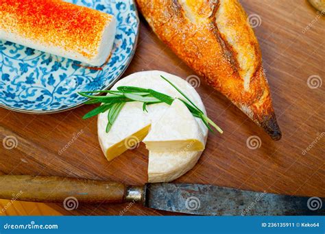 French Cheese and Fresh Baguette Stock Image - Image of platter, plate ...