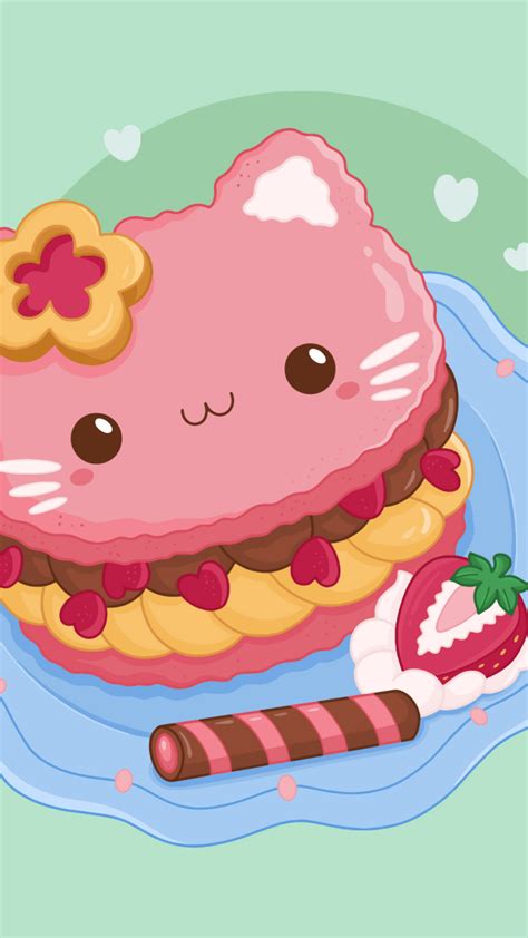 Cute food Wallpaper 4K, Kawaii food, Kawaii cupcake