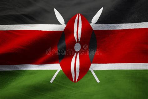 Closeup of Ruffled Kenya Flag, Kenya Flag Blowing in Wind Stock Image ...