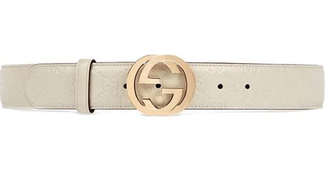 Lyst - Gucci Signature Leather Belt in White