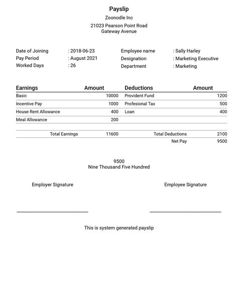 Payslip Excel Template