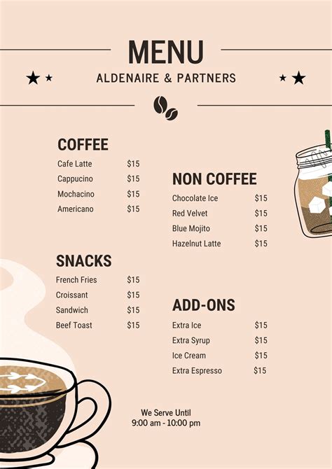 Coffee Shop Menu Template