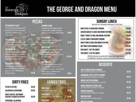 Menu at The George & Dragon pub & bar, Coalville