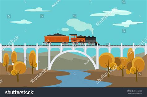 Freight Train Vector Flat Illustration Stock Vector (Royalty Free ...