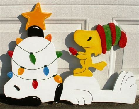 Peanuts Xmas Snoopy and Woodstock yard art 24 inches tall 24 wide. $45. ...