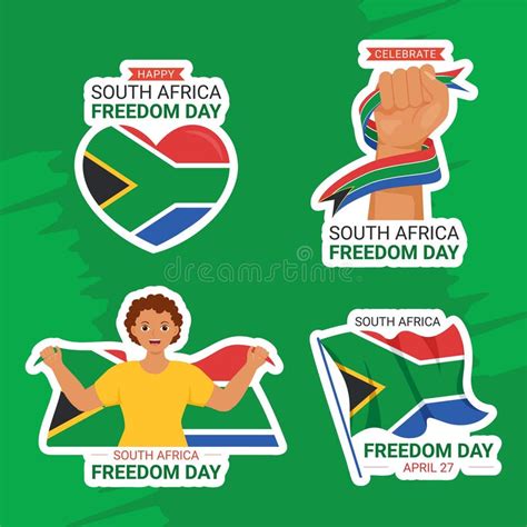 Happy South Africa Freedom Day Label Flat Cartoon Hand Drawn Templates ...