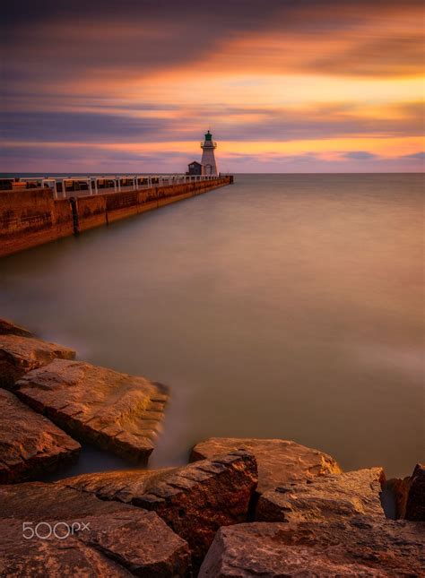 The Lighthouse In Port Dover - Sunset at at the lighthouse in Port ...