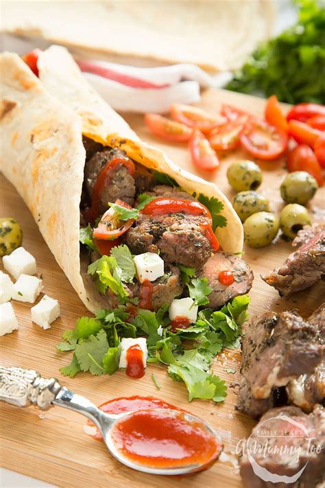 Herb crusted lamb wrap recipe with homemade flatbread