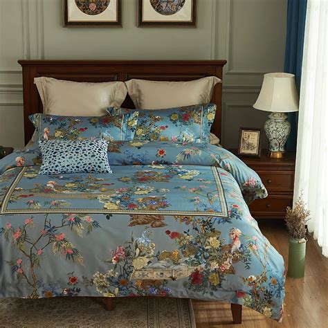 luxury flower garden 1000TC Egyptian cotton Bedding Sets Queen King ...