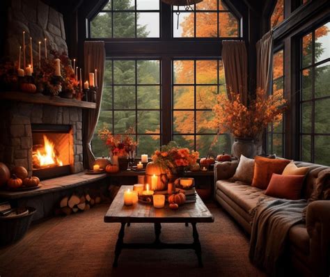 Premium AI Image | A cozy living room with a roaring fireplace