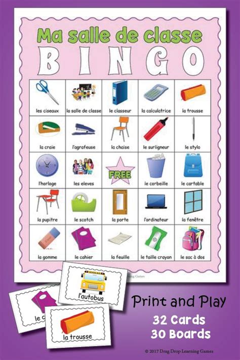 French Classroom Objects BINGO Vocabulary Game - Ma salle de classe ...