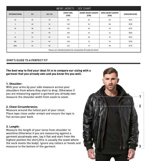 Men's Size Chart For Jackets