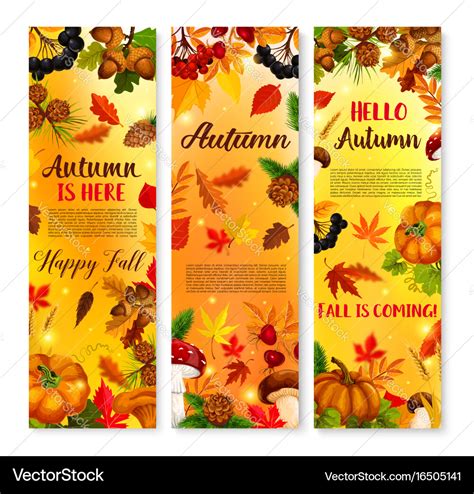 Autumn falling leaf september forest banner Vector Image