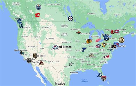 NHL Teams Map with logos | NHL Teams Location - FTS DLS KITS