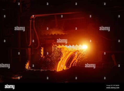 Steel production process in electric blast furnace Stock Photo - Alamy