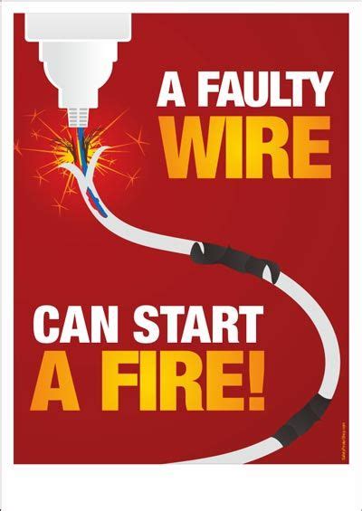 A faulty wire can start a fire | Safety posters, Health and safety ...