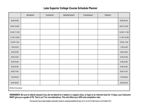 5 Best College Class Schedule Printable PDF for Free at Printablee