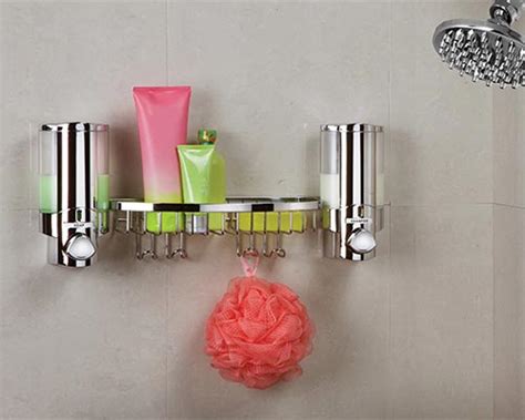 The convenient shower caddy dispenser with top self, soap dish, hooks ...