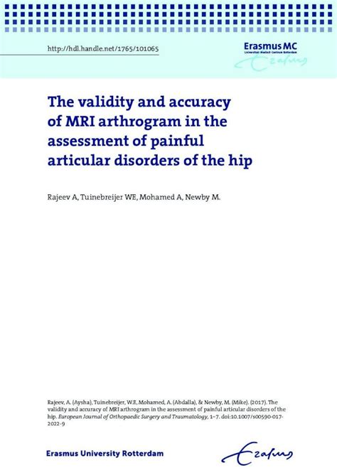 (PDF) The validity and accuracy of MRI arthrogram in the ...The ...