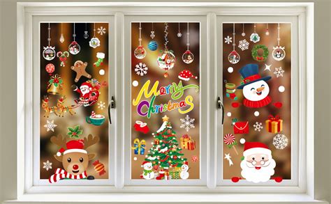 Christmas Window Stickers 8 Sheets Window Stickers Decor, PVC Xmas ...