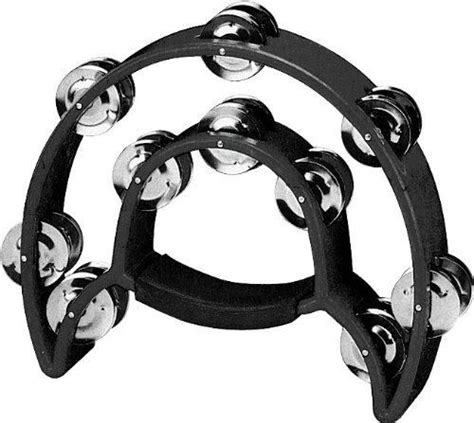 YMC TAM20BLACK Double Row Tambourine Metal Jingles Hand Held Percussion ...