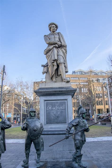 Close Up of the Rembrandt Statue at the Rembrandtplein Square Amsterdam ...