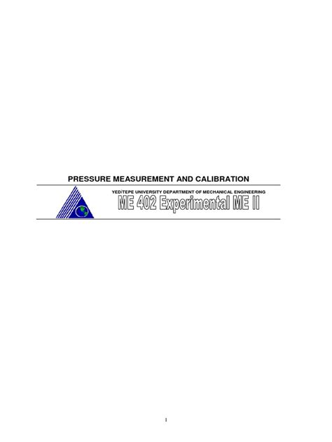 Pressure Measurement and Calibration | PDF