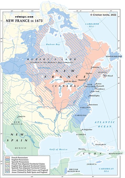 Map of New France in 1673