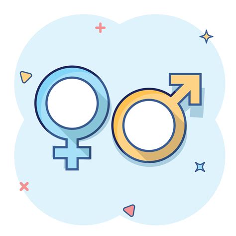 Vector cartoon gender icon in comic style. Men and women sign ...