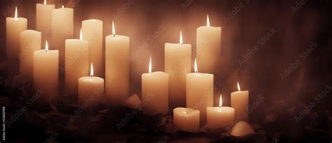 All Souls Day,All Saints Day Backdrop. Lit Candles, Gloomy Concept And ...