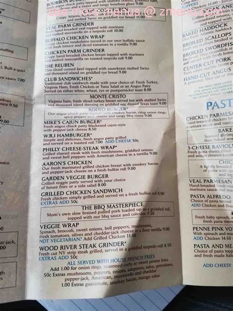 Menu at Wood River Inn restaurant, Richmond