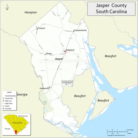 Map of Jasper County, South Carolina - Where is Located, Cities ...