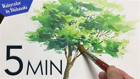 [Eng sub] 5min Easy Watercolor | Tree Painting tutorial - YouTube