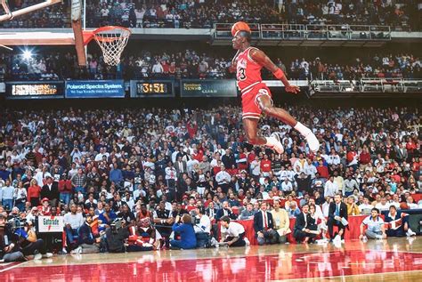 His Airness, Michael Jordan's iconic 'Free Throw Line' dunk during the ...