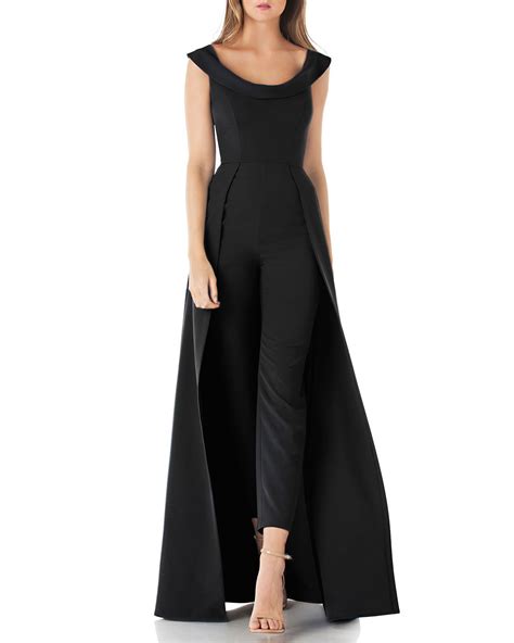 Kay Unger New York Anais Stretch Crepe Jumpsuit with Skirt Overlay Maxi ...