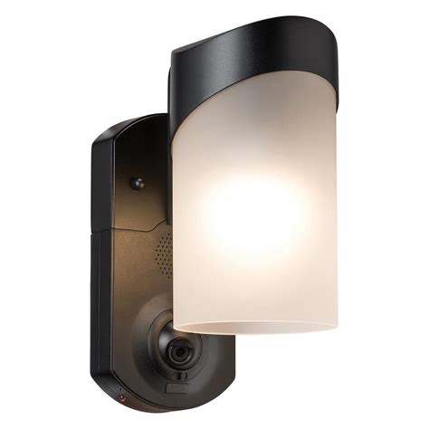 Contemporary Smart Security Black Metal and Glass Outdoor Light Fixture ...