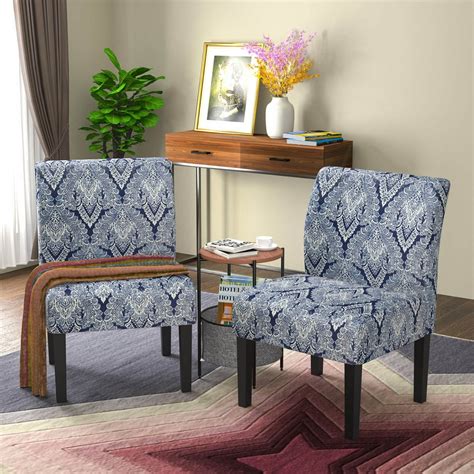 Mecor Modern Armless Accent Chairs Set of 2, Upholstered Fabric Dining ...