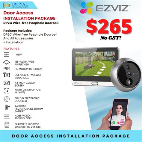 EZVIZ DP2C Wire-free Peephole Doorbell Door Access INSTALLATION PACKAGE ...