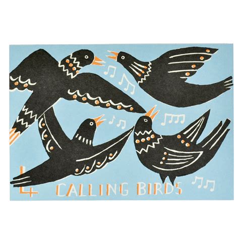 Pack of Ten Four Calling Birds Cards - Cambridge Imprint