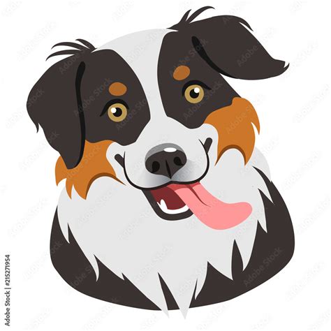 Dog face portrait cartoon illustration. Cute friendly herding dog ...